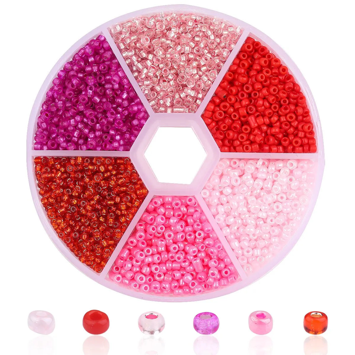 3900Pcs Glass Rice Beads Set - 6 Grid Box DIY Bracelet Necklace Jewelry Making Accessories