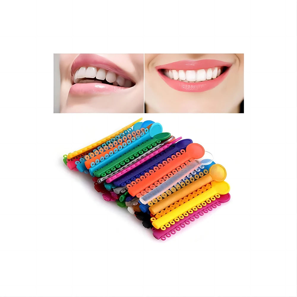 PIORPOY 1040PCS Orthodontic Elastic Ligature Ties | 40 Sticks | Colorful Bands for Brackets Braces | Dental Products & Tools