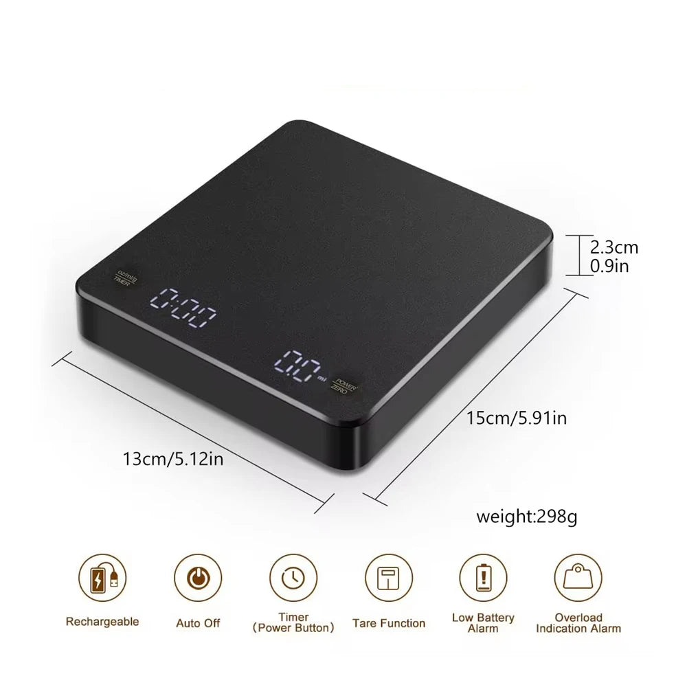 Nano Coffee Scale with Timer – Mini Espresso Scale with Auto Tare and Silicone Protective Cover