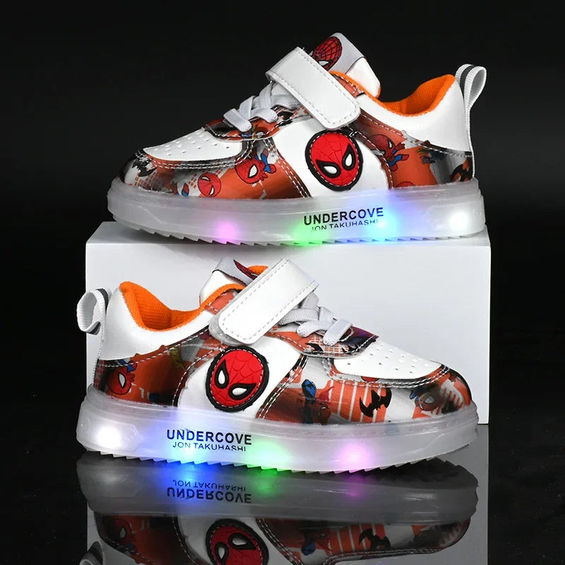 Disney LED Light Kids Shoes β Breathable Spiderman Sneakers for Boys & Girls, Cartoon Casual Sport Footwear