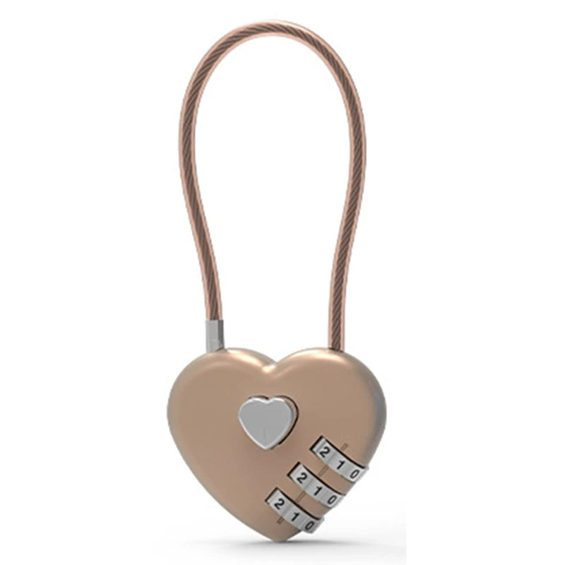 Zinc Alloy Mini Heart-Shaped Password Padlock β Wire Rope Travel Luggage and Package Lock (L9BE)