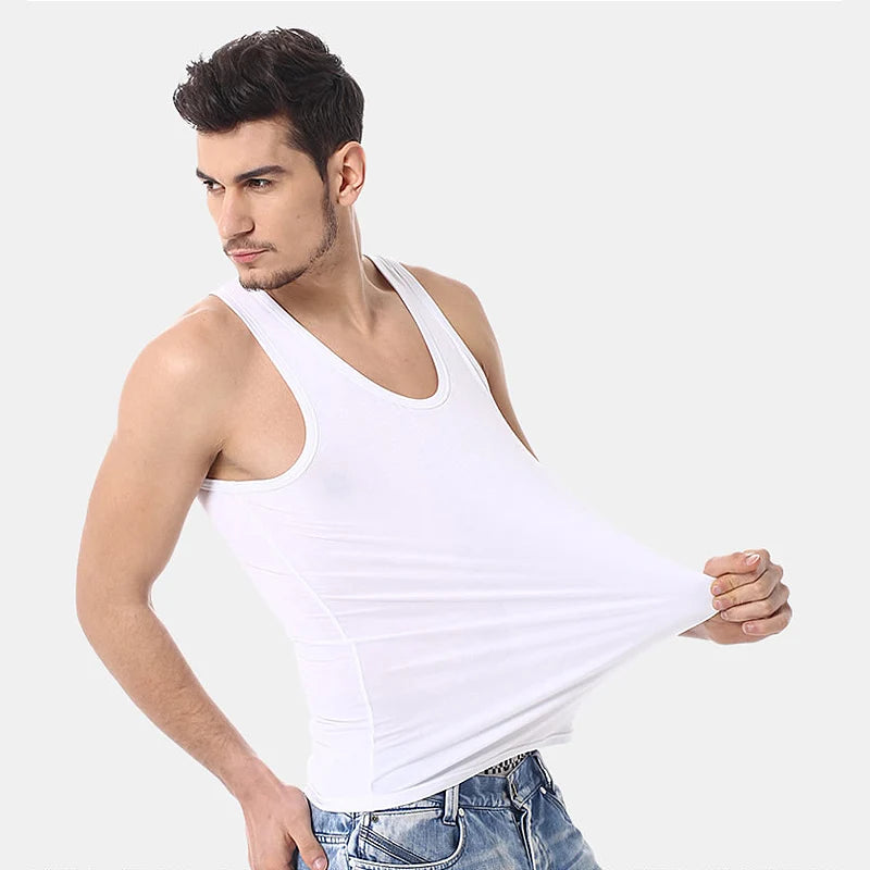 Men's Thin Cotton Vest – Solid Color, Slim Fit Sleeveless Shirt for Casual Wear, Fitness & All-Season Comfort
