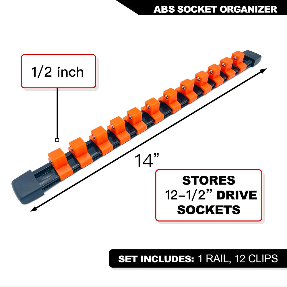 Universal Socket Organizer Rail β 1/4", 3/8", 1/2" Wrench Holder Plastic Bracket for Wall Mount & Home Repair Tools
