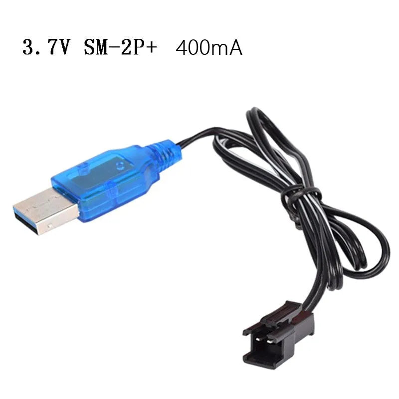 3.7V 400mA Battery USB Charger - NiMH/NiCd Battery Pack Charging Cable with SM 2P Plug for Electric Toys