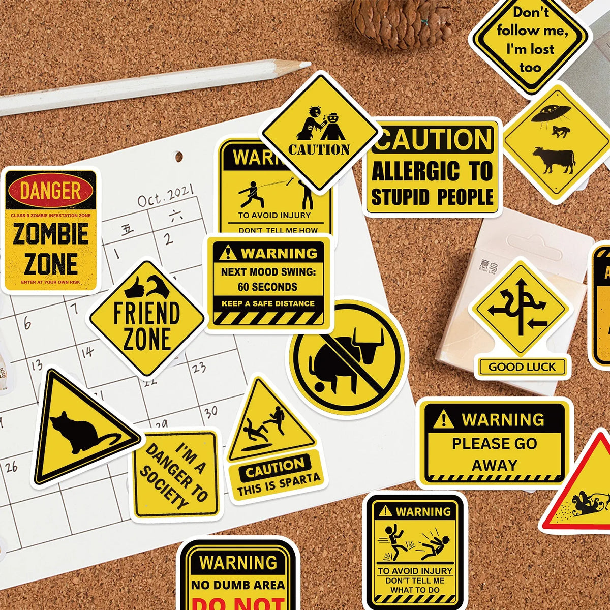 50PCS Funny Warning Sign Stickers - Waterproof Graffiti Decals for Laptops, Phones, Luggage and More