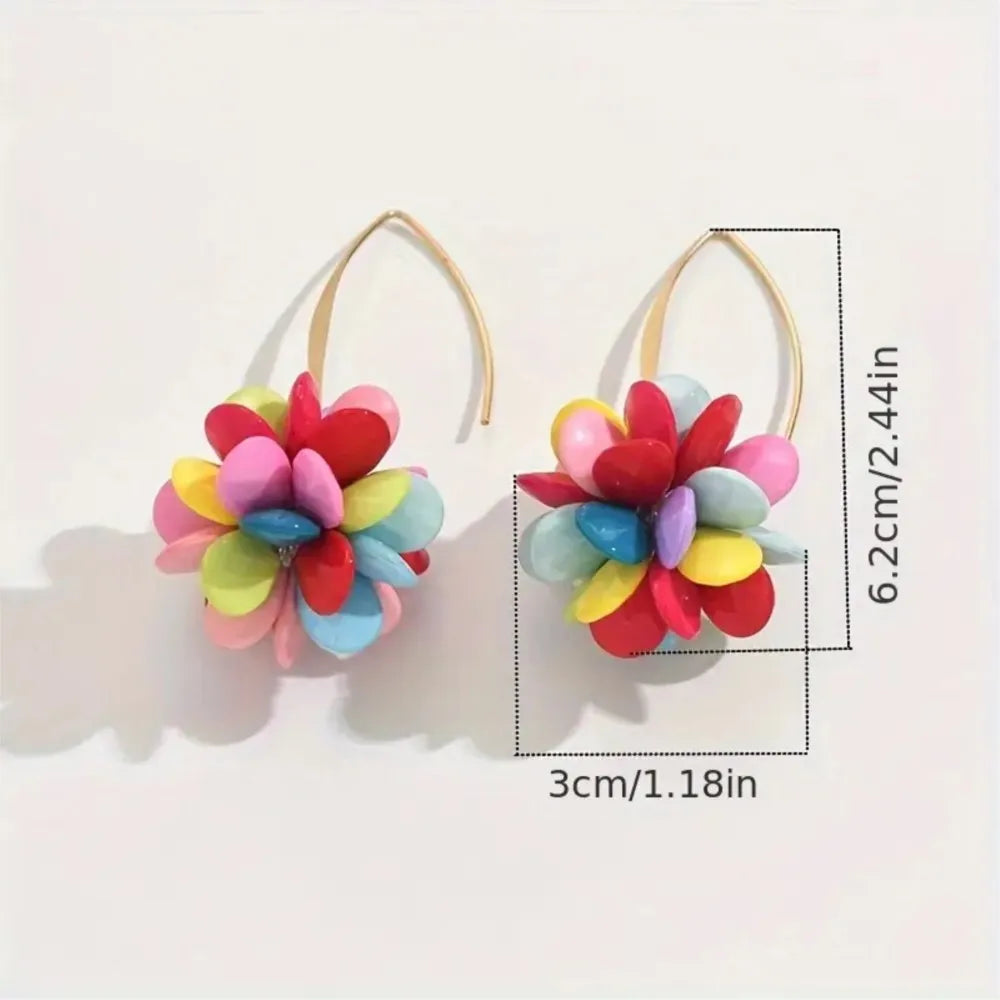 Bohemian Candy-Colored Beaded Flower Earrings – Cute Casual Jewelry Gift for Women