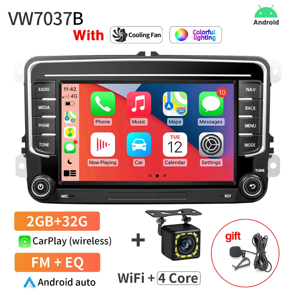 GRANDnavi Android 13 Car Radio GPS - 2Din Multimedia Player for VW, Skoda Octavia, Golf 5/6, Passat B6, Polo, Jetta