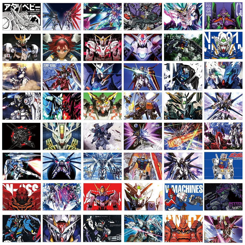 10/30/50PCS Gundam Anime Stickers - Waterproof Cartoon Decals for Cars, Motorcycles, Luggage, Guitars & DIY Crafts