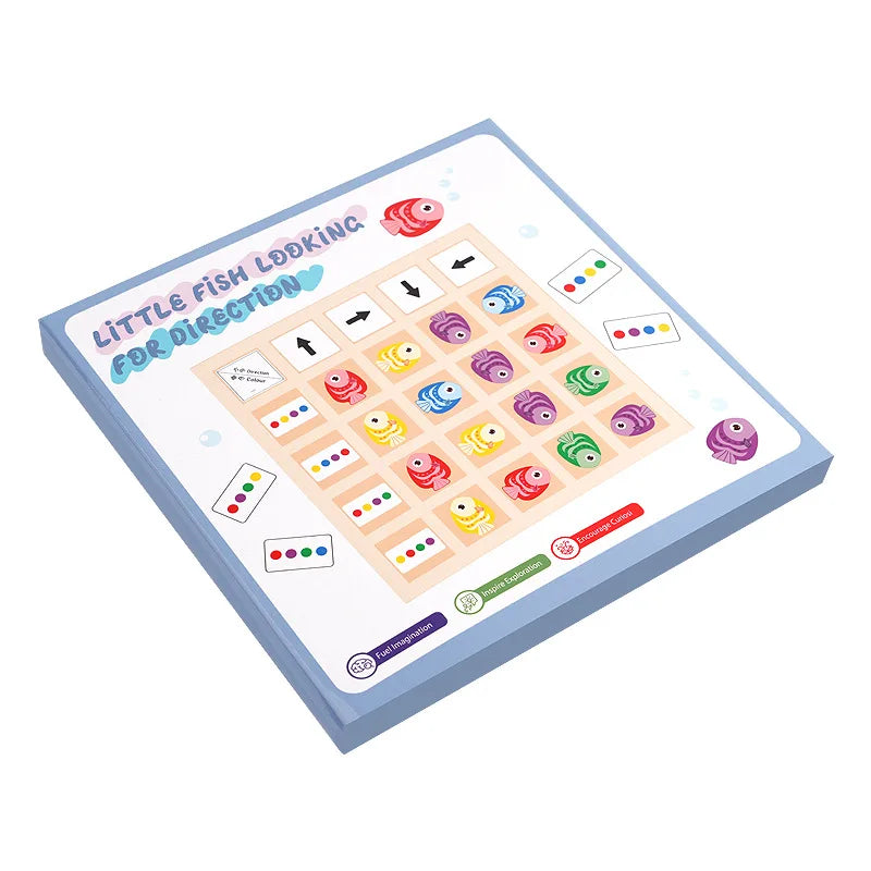 Montessori Wooden Learning Game - Educational Battle Board Toy for Kids, Color, Direction & Logical Thinking Skills