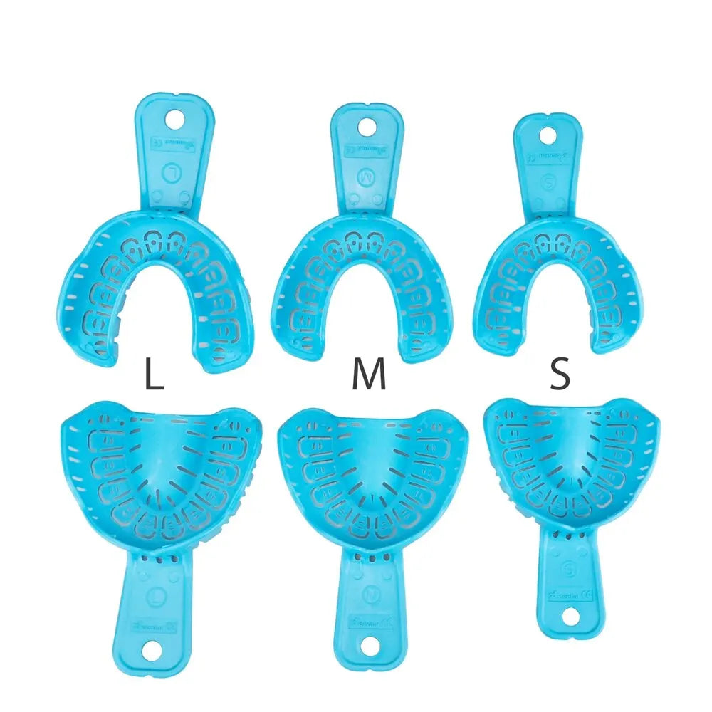 Denspay 6PCS Dental Impression Tray Set – S/M/L Plastic Full Mouth Mold Trays, Foldable Dental Implant Trays