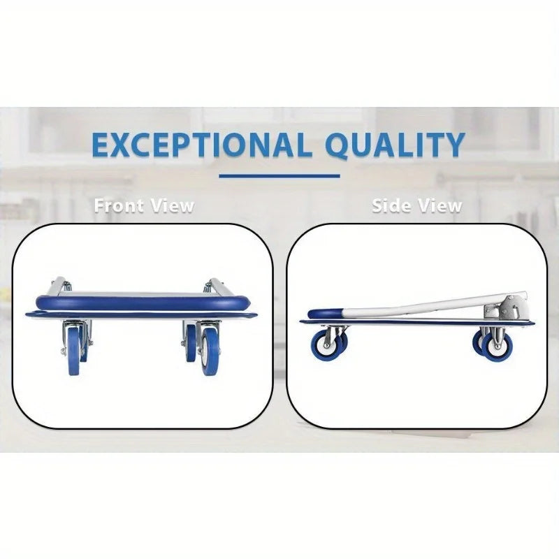 Folding Hand Truck Dolly Cart – 330lbs Capacity, Luggage Trolley with Wheels for Easy Moving