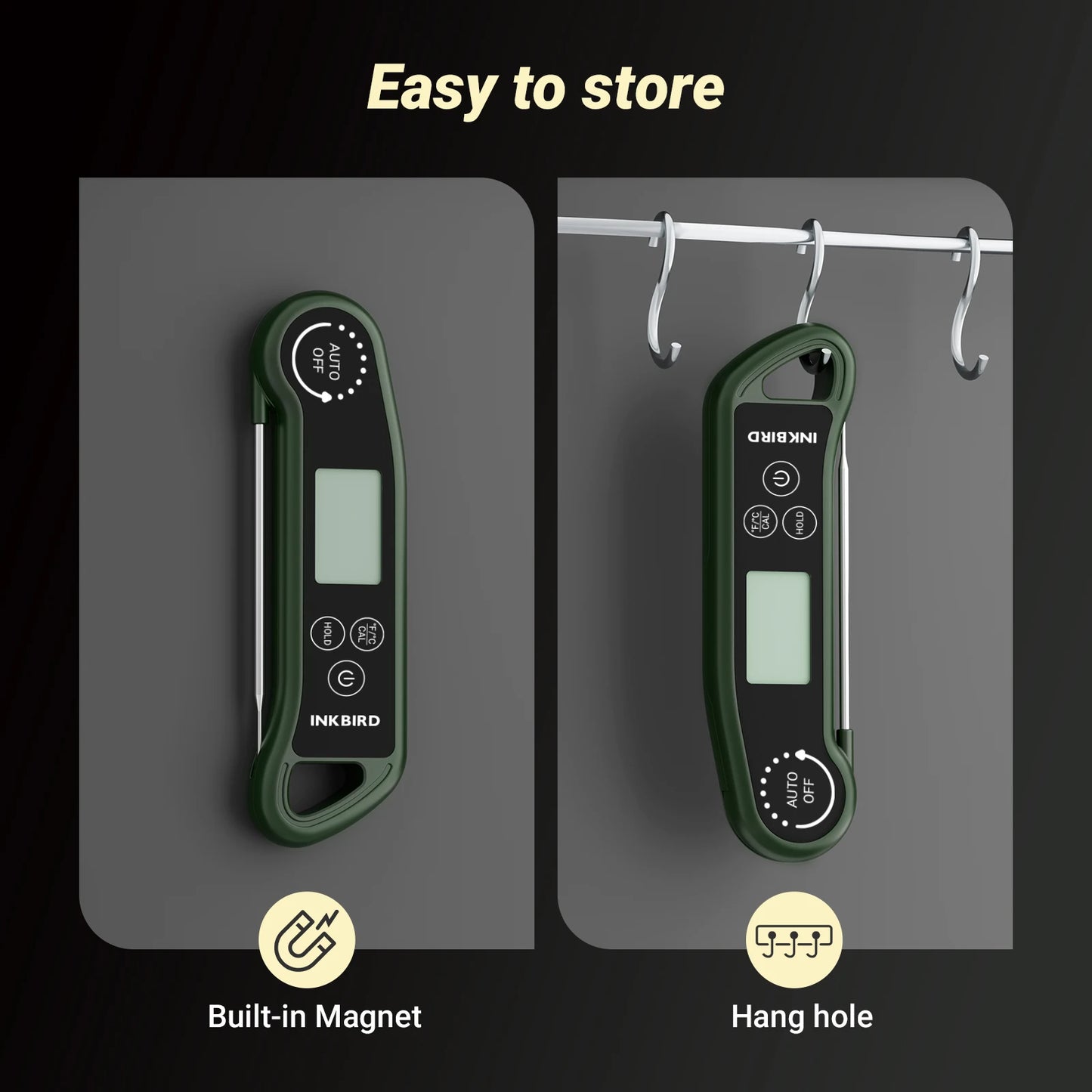 INKBIRD RHT-11K Instant Read Meat Thermometer – 0.5s Fast Response, ±0.3°C Accuracy, IPX5 Waterproof Digital BBQ Cooking & Baking Thermometer with LCD Backlight