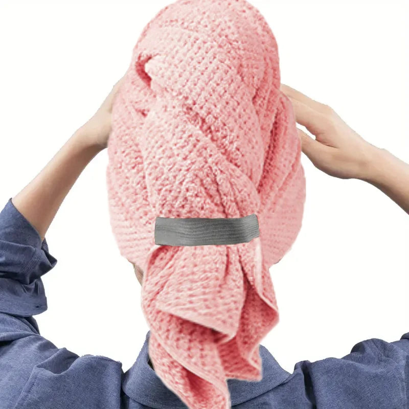 Extra Large Microfiber Hair Towel Wrap β Quick Dry, Ultra-Absorbent Soft Turban with Elastic Band