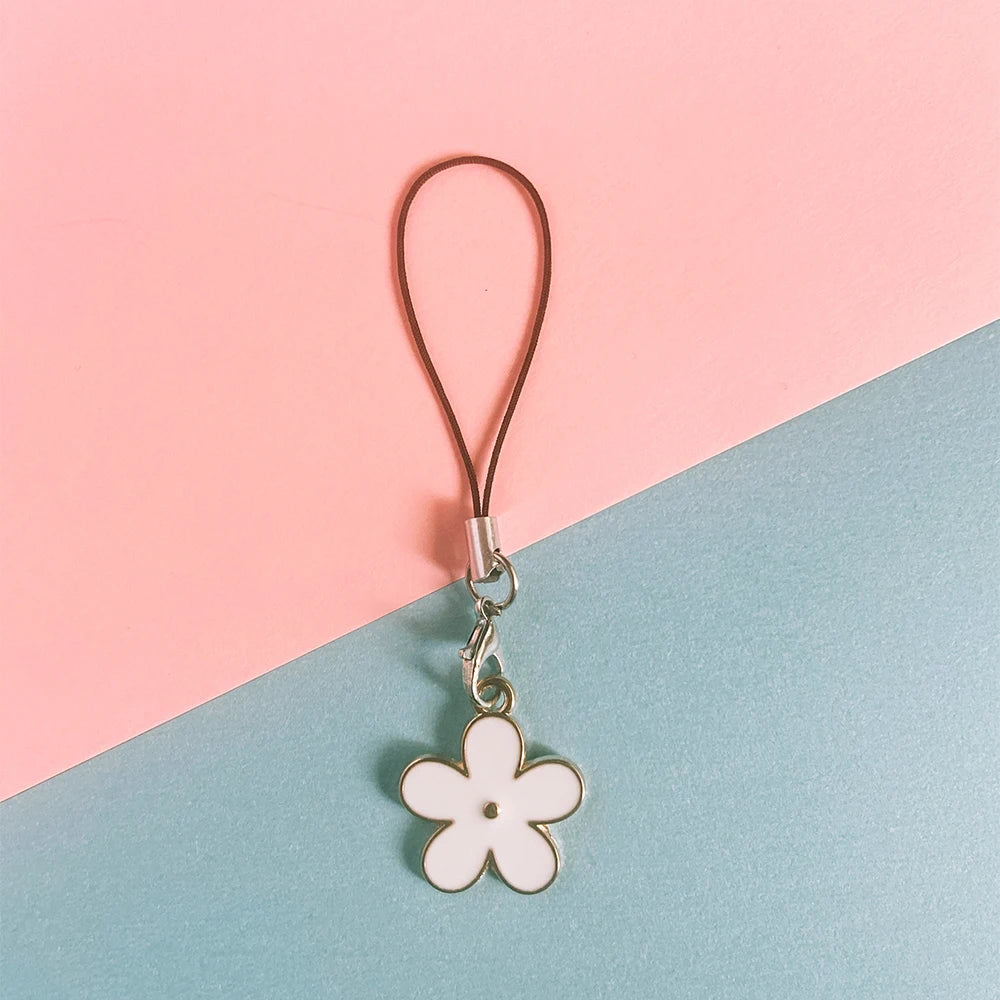 Enamel Flower Phone Lanyard - Floral Keychain Strap Bag Pendant Accessory Gift for Girls