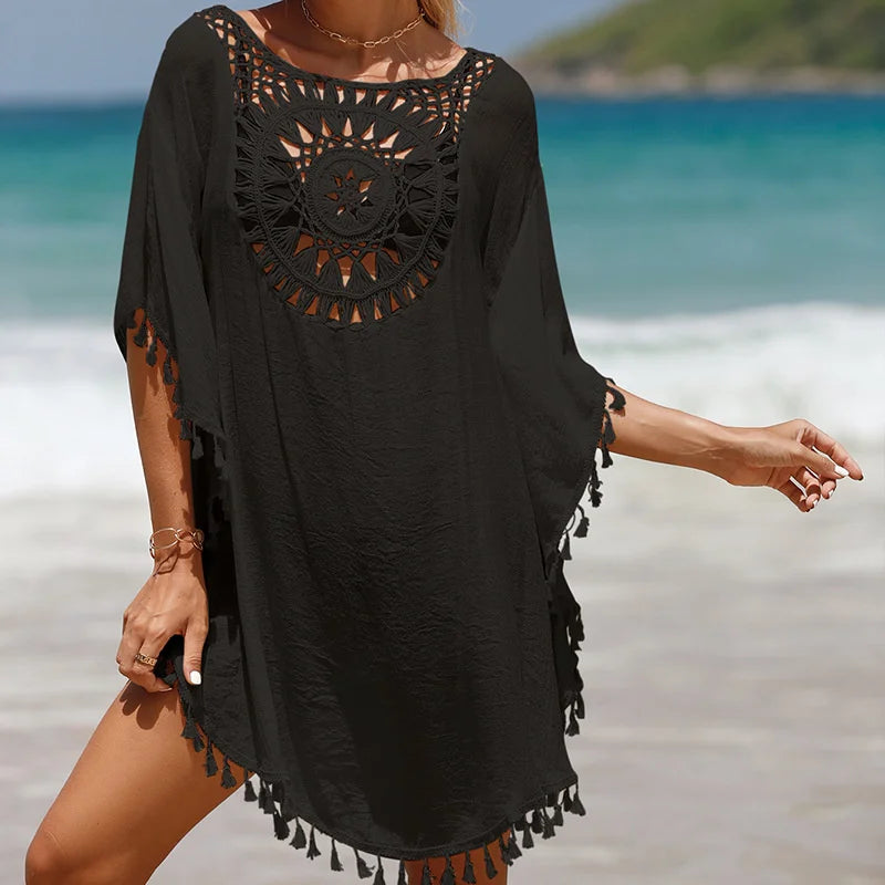 Women’s Crochet Bikini Cover Up Dress – Sexy Summer Beachwear Swimsuit Shirt Cover-Up