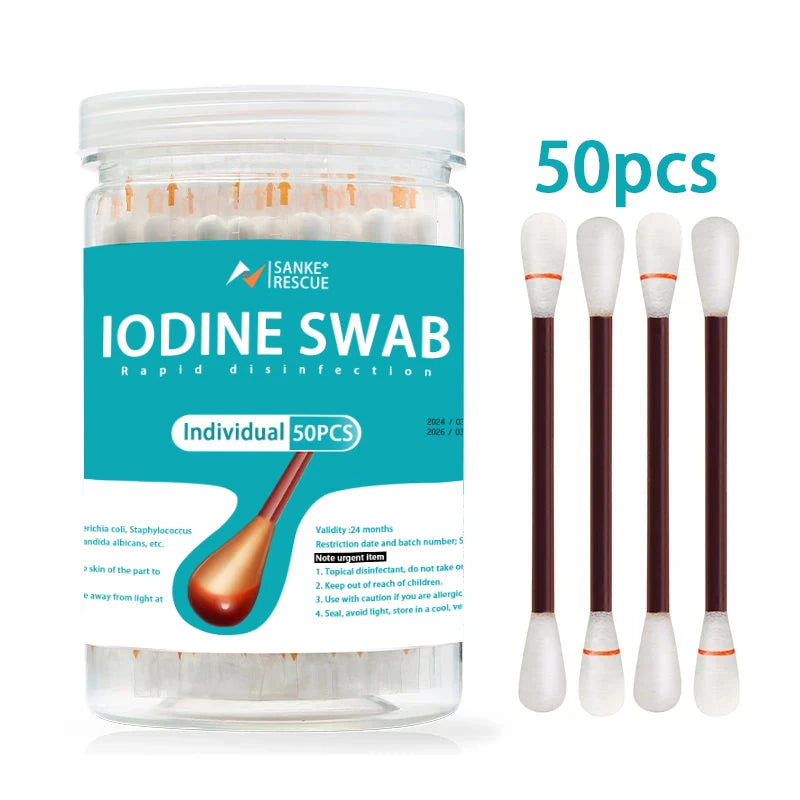 Portable First Aid Organizer Box – Double Cotton Swab Storage Kit with Alcohol and Iodophor Swabs