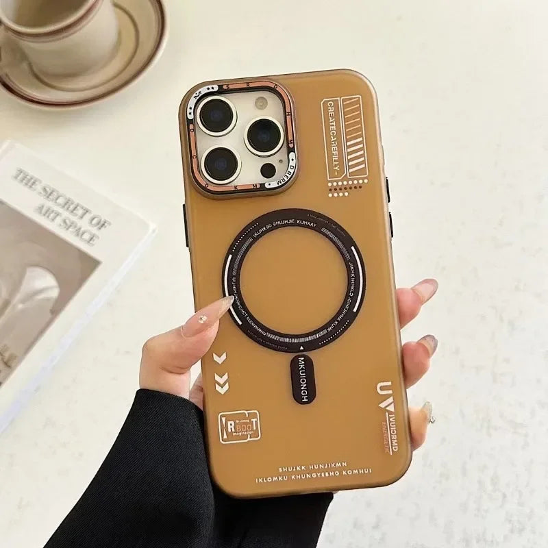Matte Magnetic Phone Case - Frosted MagSafe Cover with Metal Lens Frame for iPhone 13-17 Pro Max, Air & Wireless Charging