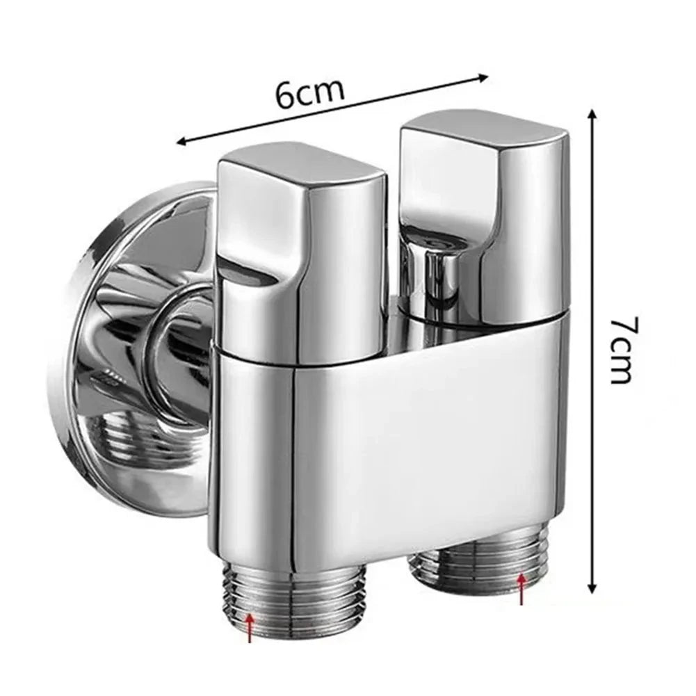 Double Control Washing Machine Faucet - Dual Outlet Triangle Valve Water Tap for Toilet and Washing Machine Connection