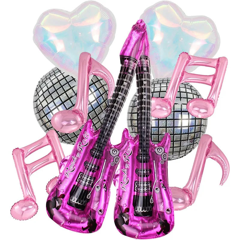 22-Inch 4D Disco Balloons - Retro 80s–90s Hip-Hop Music Party Decorations for Birthdays, Graduations, and Weddings