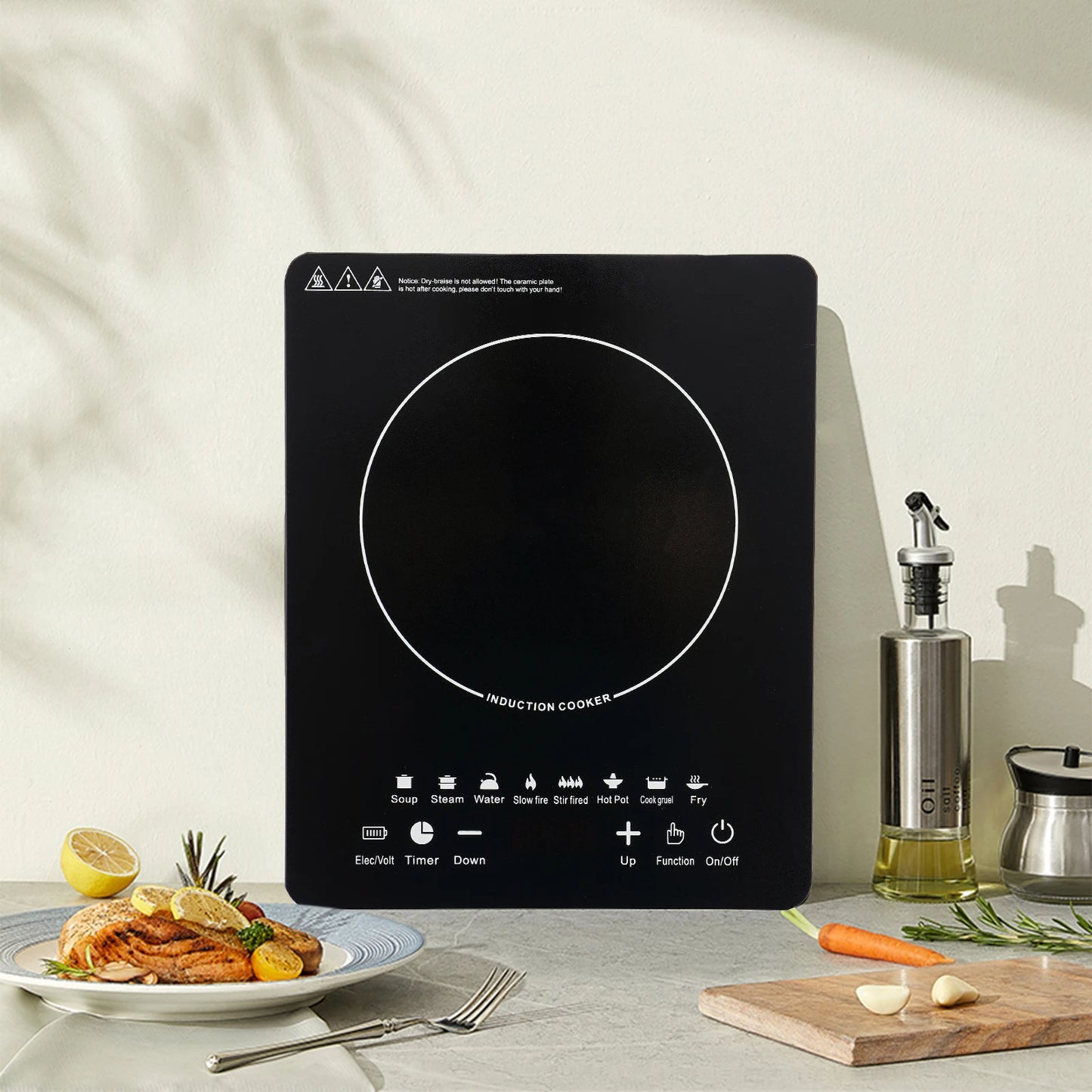 750W Portable Induction Cooktop Burner – Electric Hot Stove with Timer, Warm-keeping & Pre-setting Features for Kitchen & Restaurant