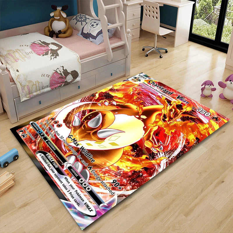Pikachu Anime Area Rug - Non-Slip Pokemon Inspired Carpet for Living Room Kids Bedroom Home Decor