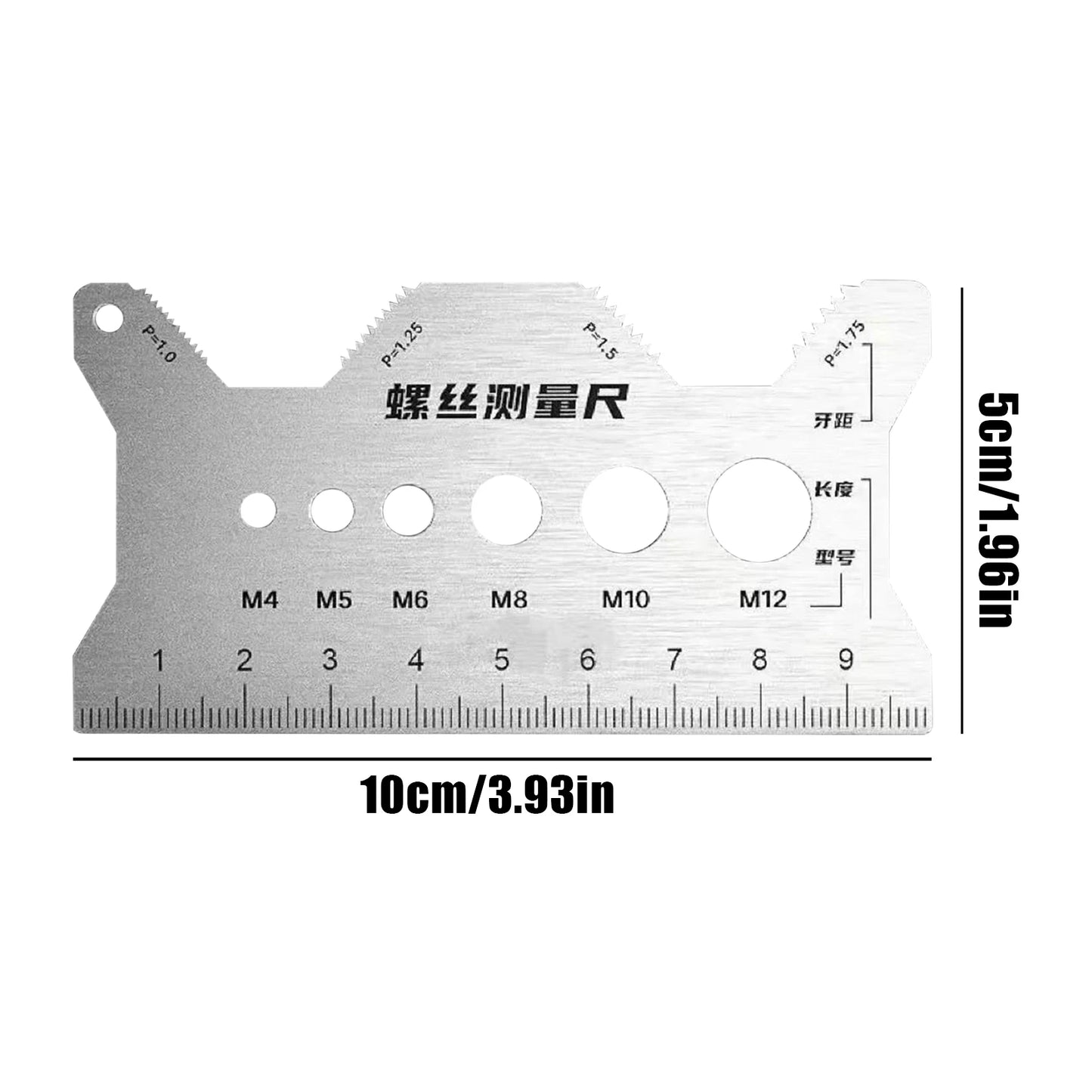 Stainless Steel Thread Checker Gauge - Metric Screw Pitch Measurement Ruler Tool for Bolts Nuts and Bits