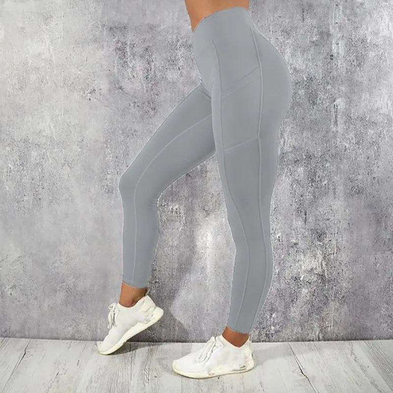 Yoga Fitness Women’s Leggings – High Waist, Butt-Lifting Tights with Pocket, Stretchy Gym Workout & Running Skinny Pants