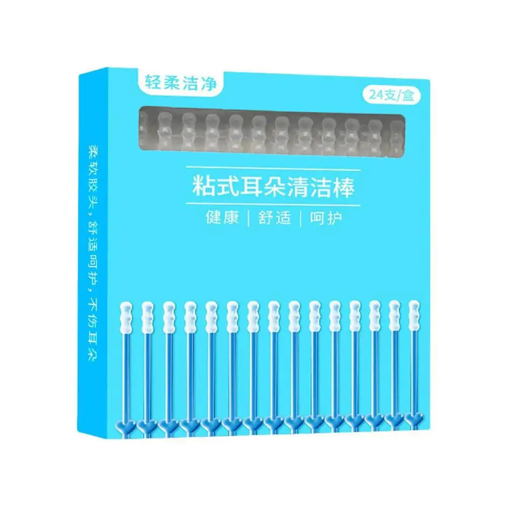24-Piece Sticky Ear Cleaner Set – Soft Silicone Adhesive Ear Picks for Convenient Earwax Removal
