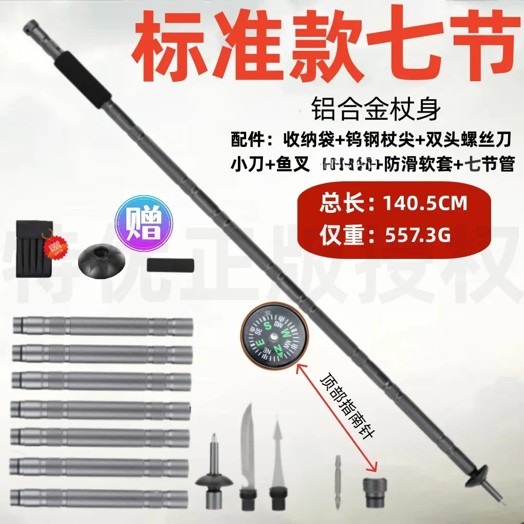 Folding Multifunctional Hiking Poles – Ultralight Telescopic Trekking Poles for Outdoor Camping & Tactical Use