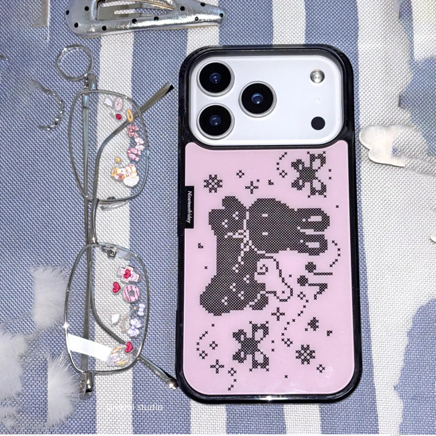Pixel Rabbit Angel Wings Phone Case - Shockproof Silicone Back Cover for iPhone 11β17 Air, Pro Max & Plus