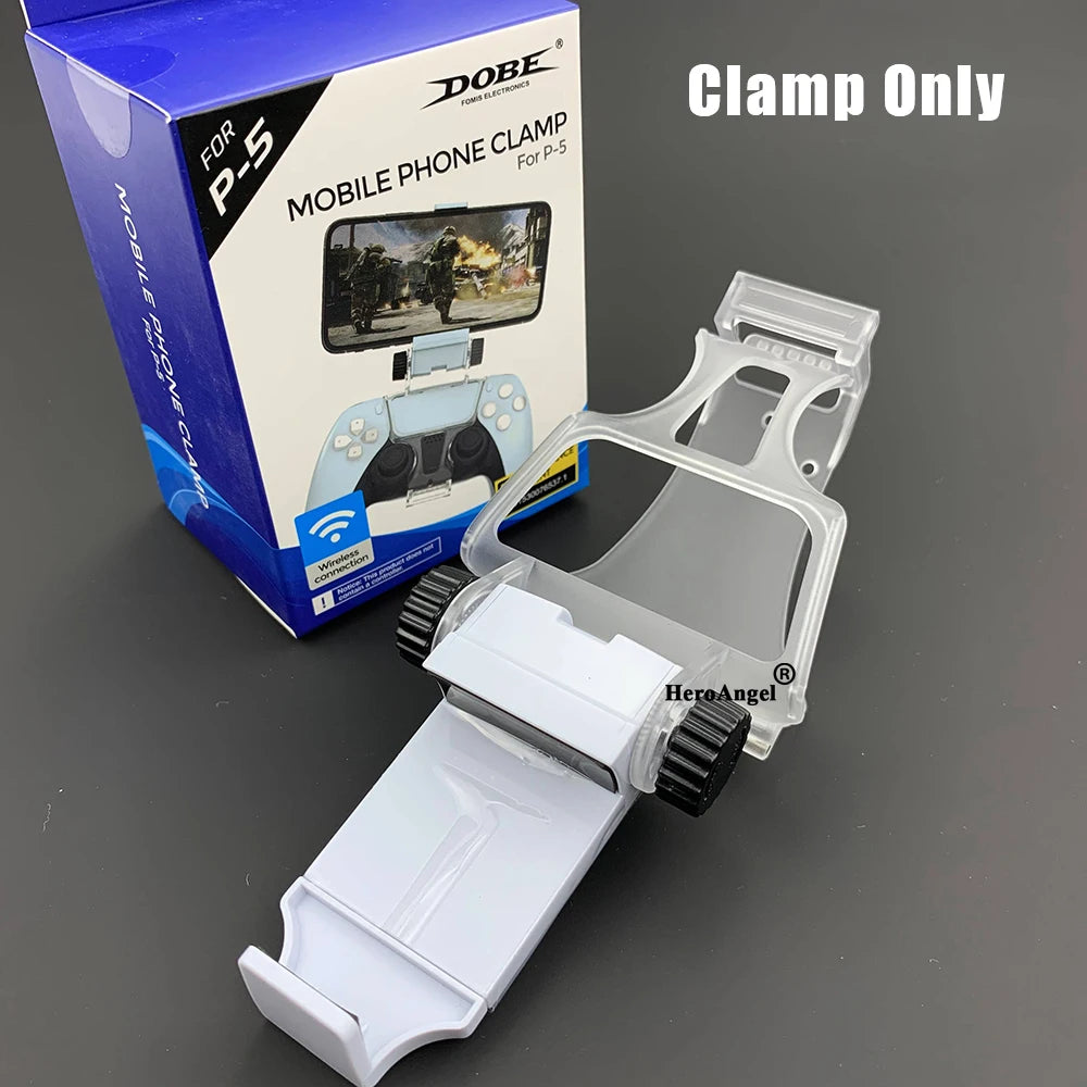 PS5 Gamepad Controller Phone Mount Holder: Clamp Clip Stand for Playstation 5 Accessories - Phone Gaming Support
