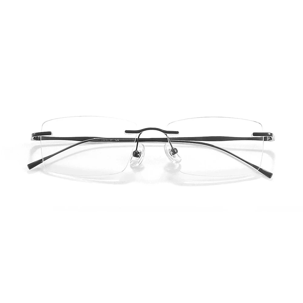 Ultra-Light Pure Titanium Rimless Glasses Frame – Anti-Blue Light Optical Frames for Men, Custom Prescription Eyeglasses
