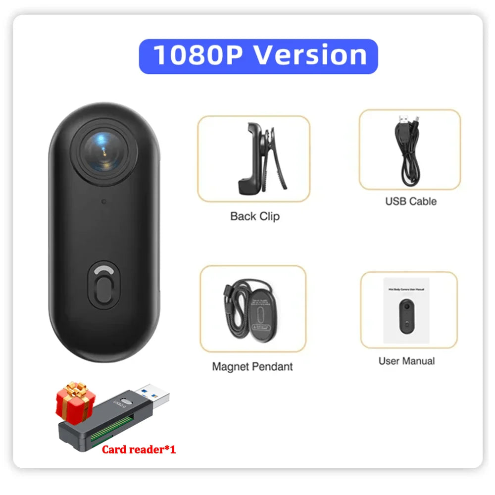 Mini 1080P/4K Magnetic POV Camera - Pocket Vlog Body Chest Recorder with WiFi, Waterproof Design for Sports, Cycling and Helmet Use