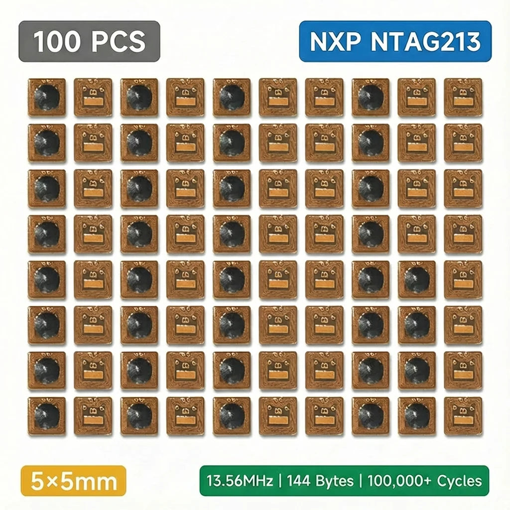 Programmable NTAG213 NFC RFID Tag Sticker - 5x5mm Micro FPC 13.56MHz Chip for Access Control & Supply Chain Management
