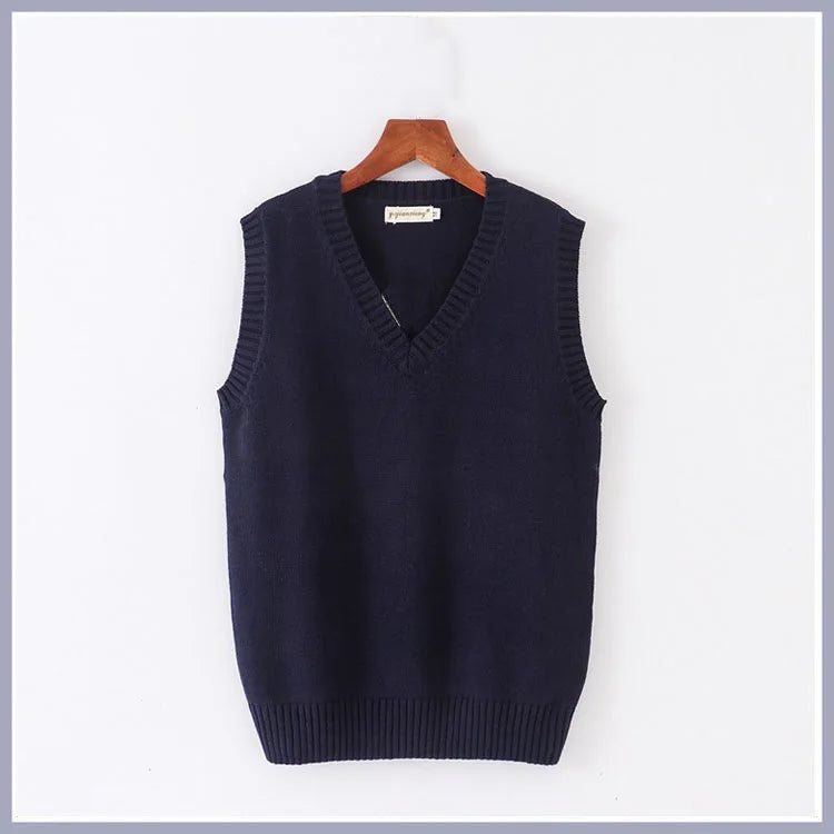 Unisex Sleeveless Sweater Vest β V-Neck Preppy Knitted Jumper for Women & Men, Retro Spring Fashion