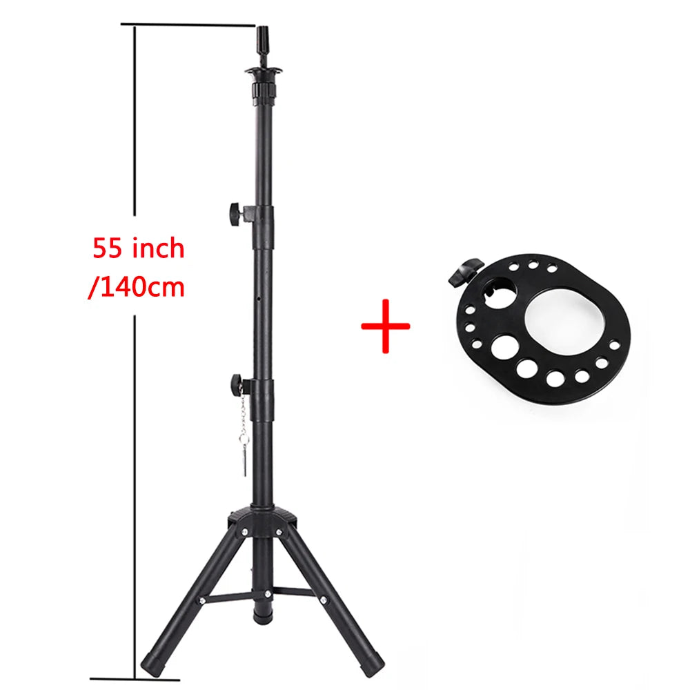 Multifunction Wig Stand — 3-Holder Tripod for Mannequin Heads, Training Dolls & Canvas Blocks