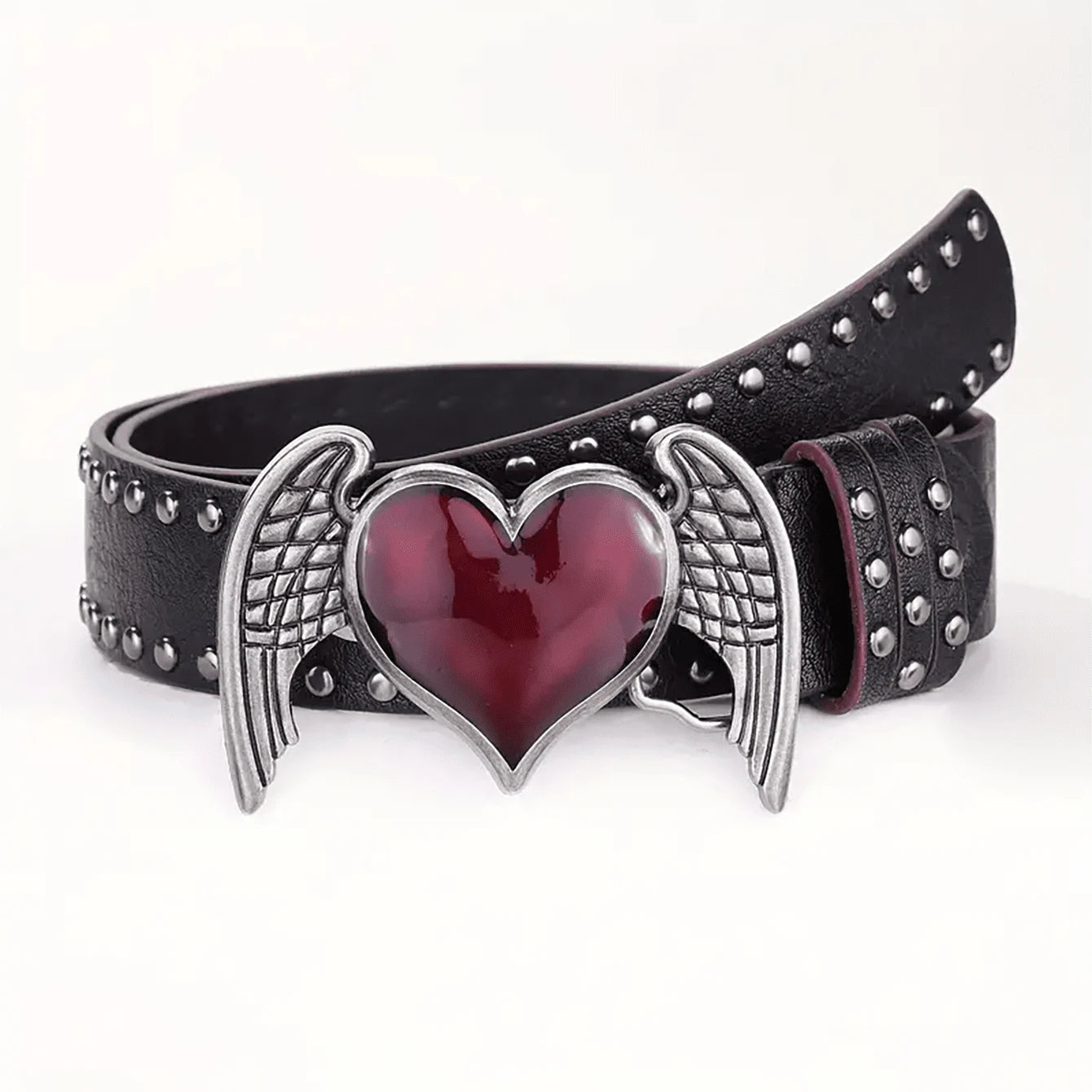 Rose Heart Leather Belt - Y2K Punk Gothic Rivet Rock Hip-Hop Fashion Accessory