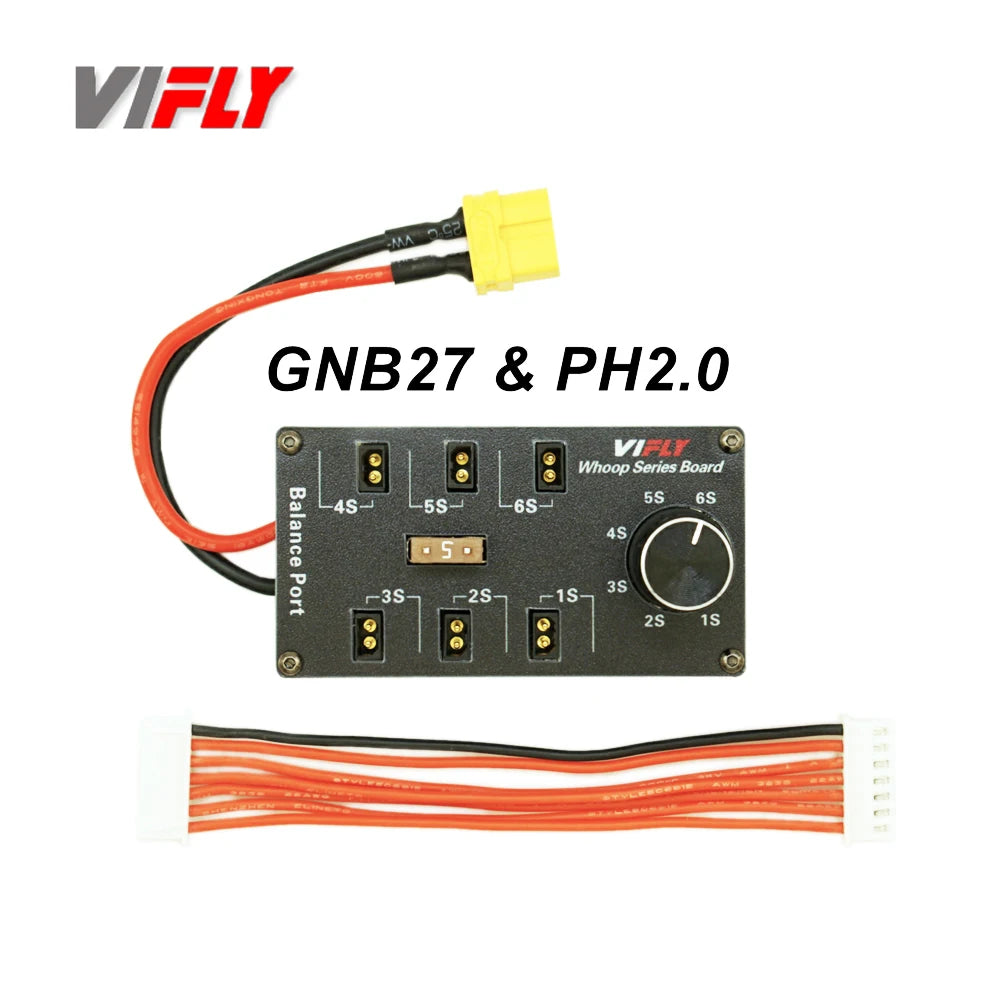 VIFLY Whoop Series 6-Port 1S Lipo Battery Balance Charging Board – XT60 Input for PH2.0, BT2.0, GNB27 FPV TinyWhoop