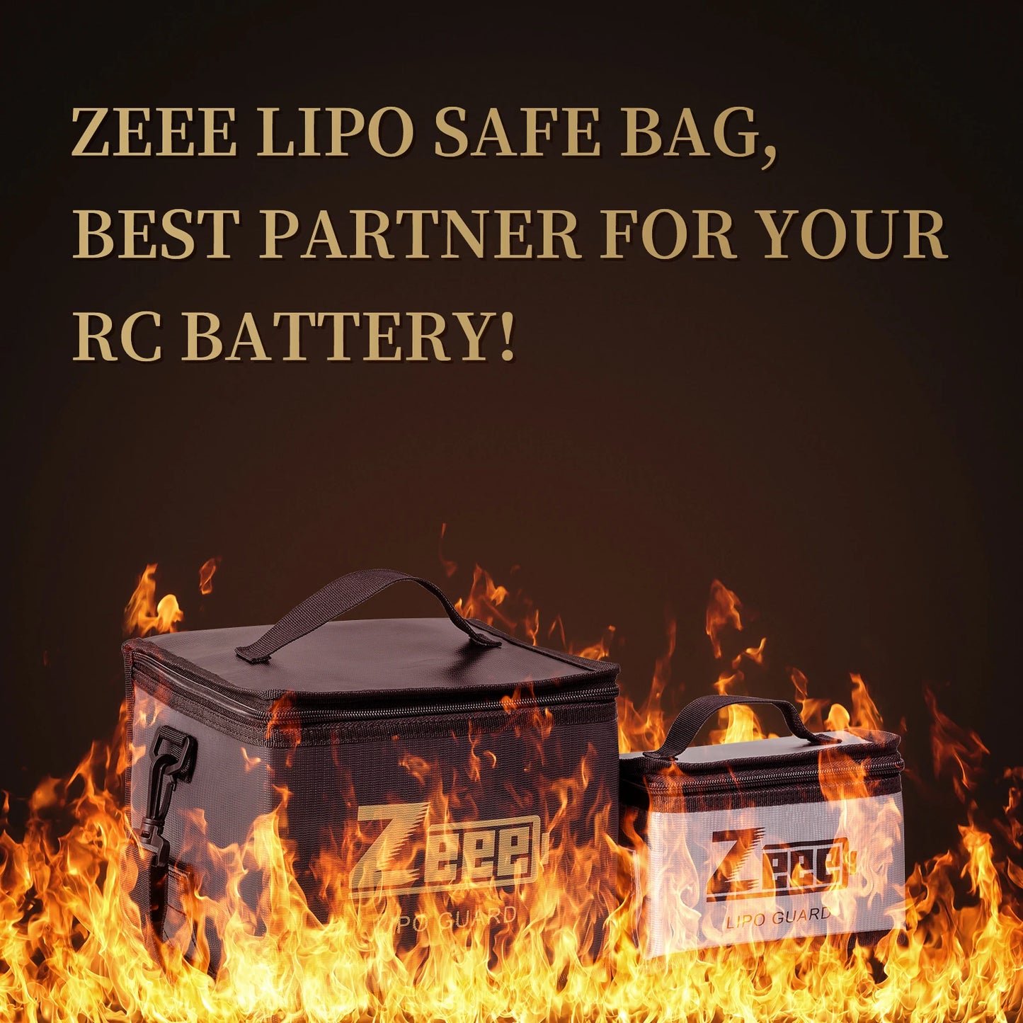 Zeee Lipo Battery Safety Bag – Fireproof & Explosion-Proof RC Car Storage (2 Sizes)