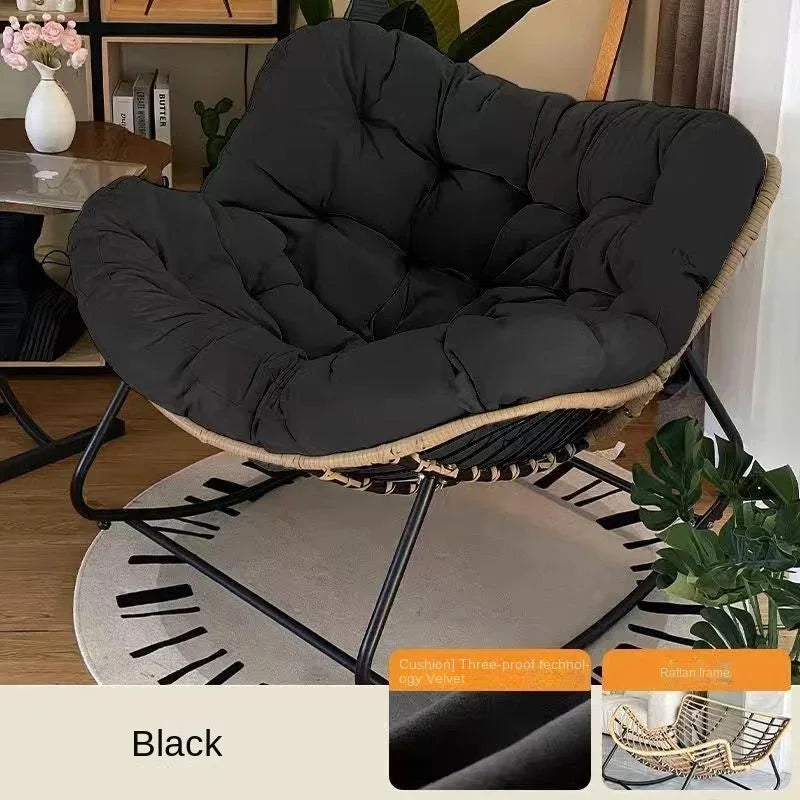 Modern Rattan Rocking Chair - Luxury Iron Frame Leisure Lounge Chair for Living Room, Balcony & Home Relaxation