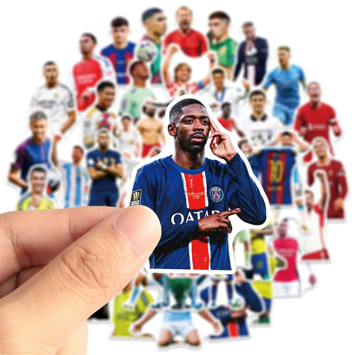 Football Star Sticker Pack - 50-Piece Waterproof Soccer Player Decals for Laptops, Water Bottles, Phones & Fan Gifts