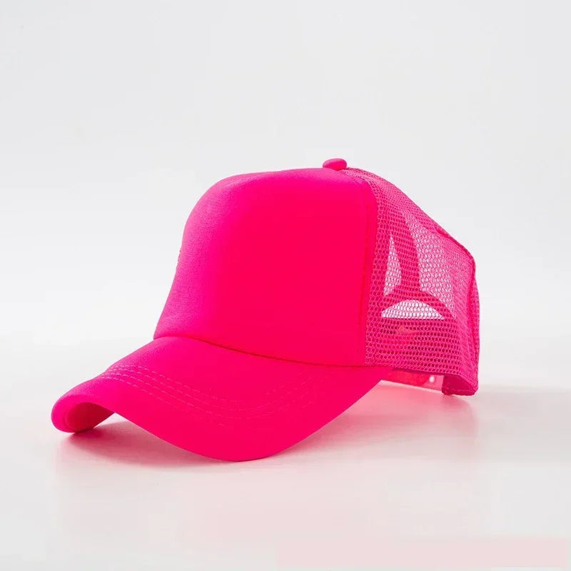 Custom Logo Trucker Hat - Adjustable Polyester Mesh Baseball Cap for Men & Women