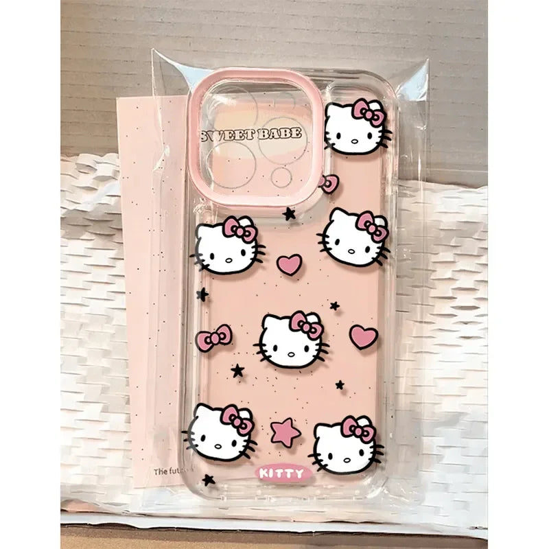 Sanrio Hello Kitty Love KT Face Phone Case | Pink Bow Cover for iPhone 15/14/13/12/11 Pro Max, XR, XS Max, 7, 8 Plus | Y2K Kawaii Style