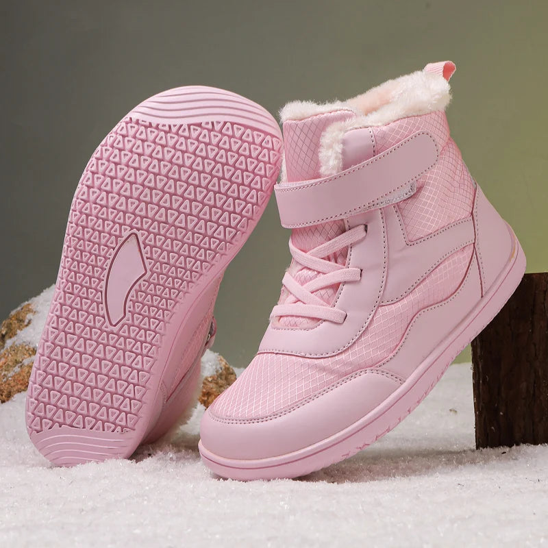 Kids Wide Toe Snow Boots - Warm Minimalist Barefoot Winter Shoes for Boys & Girls Toddlers