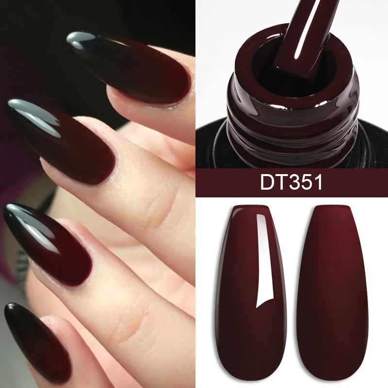 MEET ACROSS 7ml Red Gel Nail Polish β Crystal Semi-Permanent Soak-Off UV Gel, Matte Top Coat and Base Varnish for Nail Art Manicure