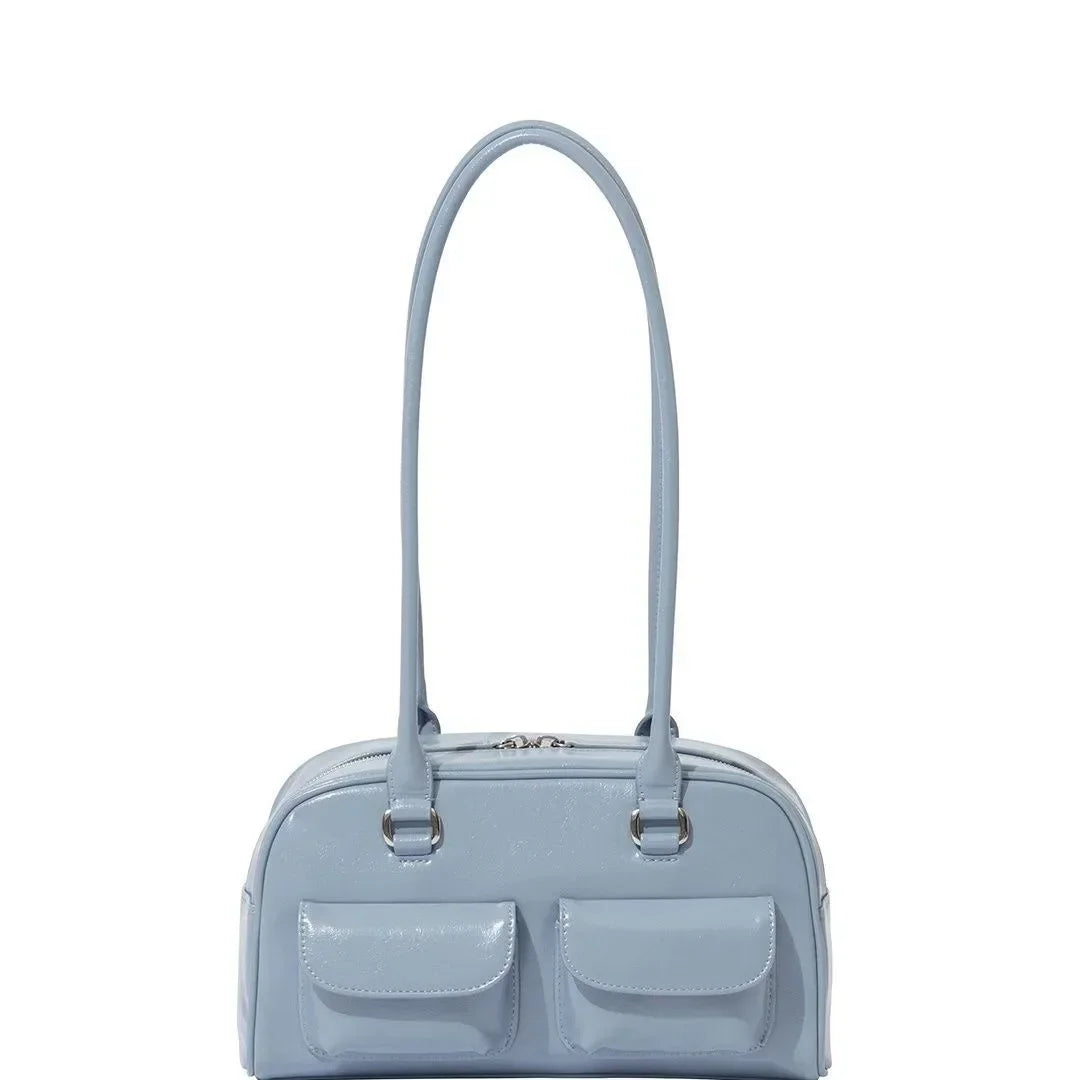 Korean Xu Yunzhen Sane Style Bowling Bag — Oil Boston Tote Underarm Bag for Women