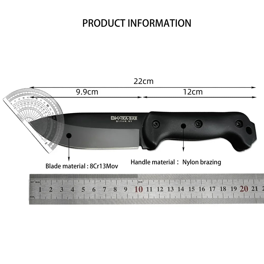 KB Fixed Blade Survival Knife - 8Cr13MoV Blade with Nylon Fiber Handle for Camping, Hunting, Hiking & EDC Outdoor Use