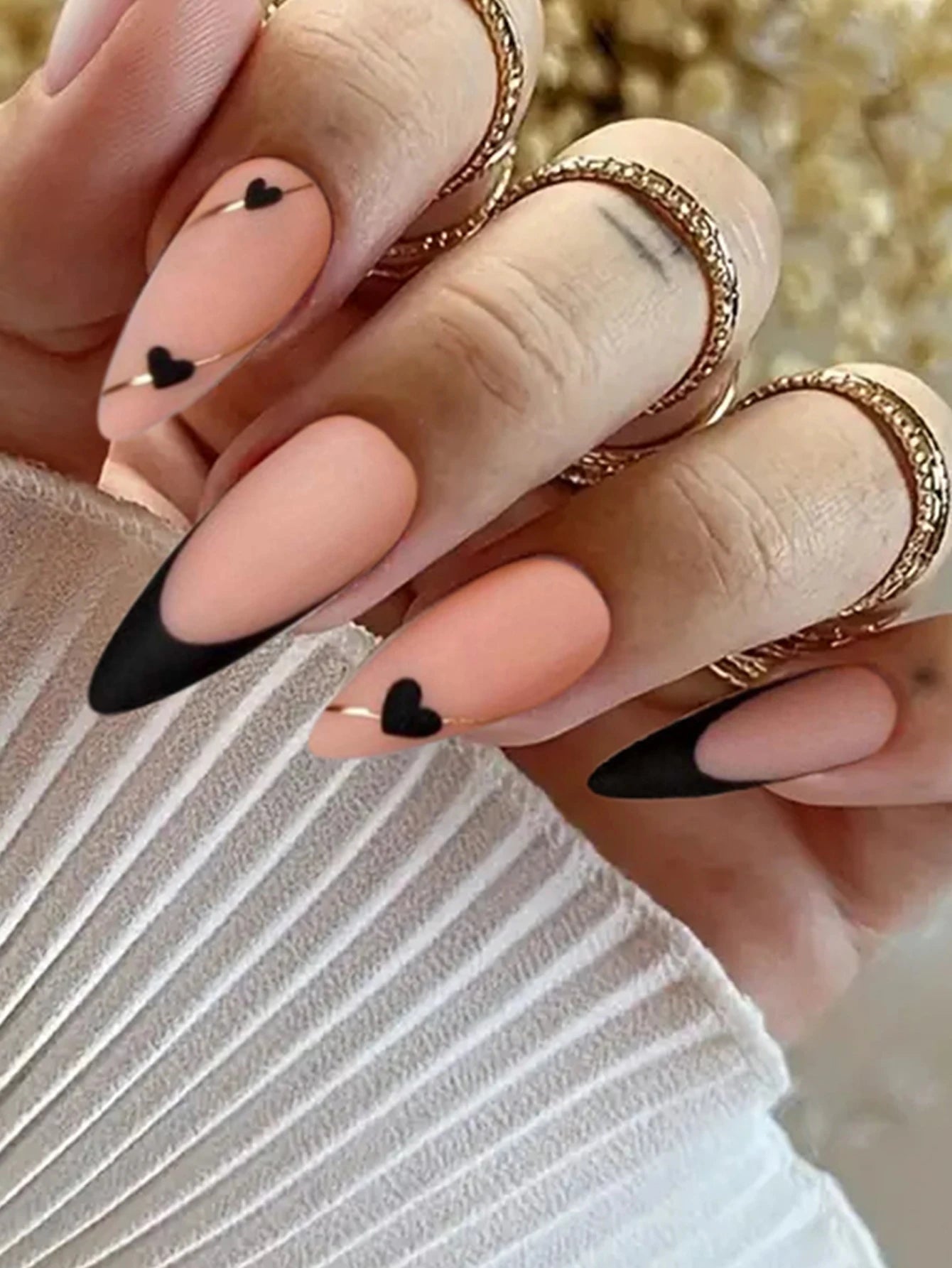 ARTAUG 24PCS Medium Stiletto Pink Press On Nails – Full Cover Fake Nails with Love Design, Handmade Nail Set