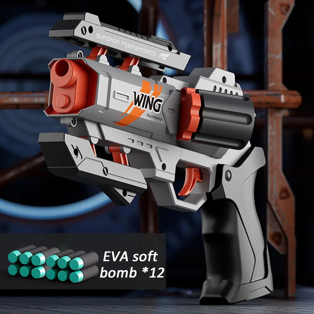 Kids Soft Bullet Gun Toy – EVA Foam Bullet Pistol, Rapid Deformation Revolver for Boys & Adults, Outdoor Shooting Gift