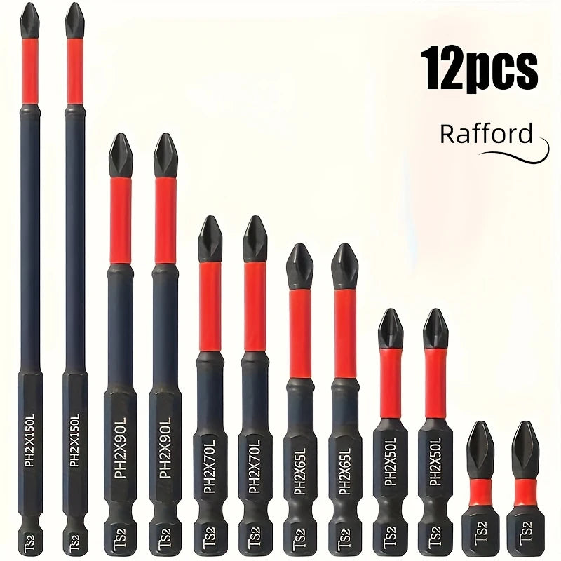 Magnetic Non-Slip Drill Bit Set 3/6/12 Pcs – S2 Steel Crosshead Impact Driver Bits for Electric & Hand Screwdrivers